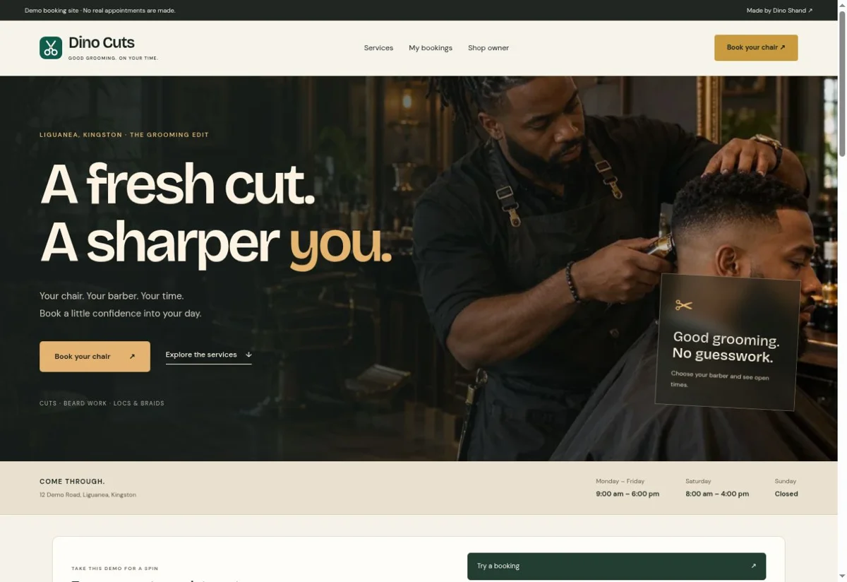 Dino Cuts homepage screenshot